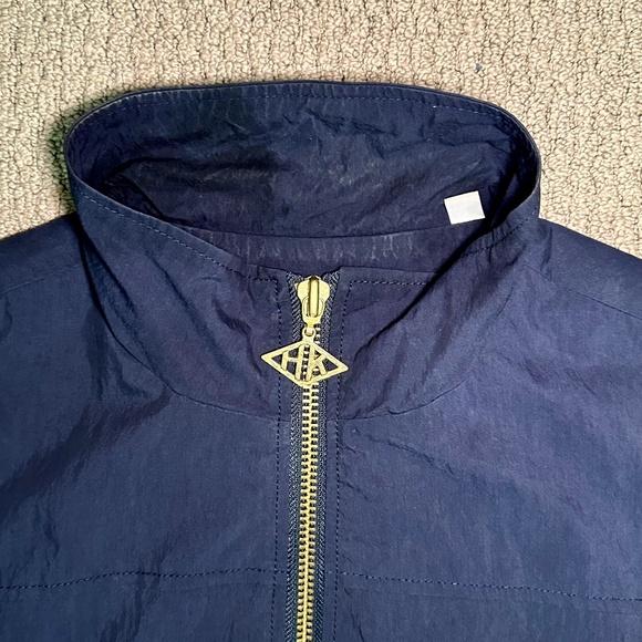 Han Kjobenhavn Navy Track Vest with Gold Tone Zipper and Logo Detail - Picture 3 of 10